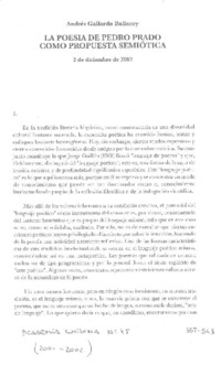 La poesía de Pedro Prado como propuesta semiótica