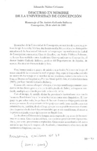 Discurso en nombre de la Universidad de Concepción