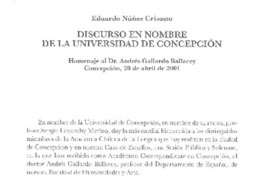 Discurso en nombre de la Universidad de Concepción