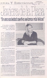 Javiera de la Plaza "En una sociedad asertiva seríamos más felices" (entrevista)