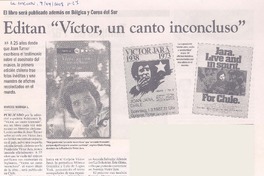 Editan "Víctor, un canto inconcluso"
