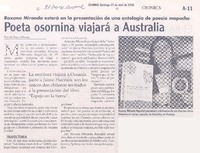 Poeta osornina viajará a Australia