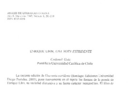 Enrique Lihn, una nota estridente