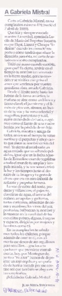 A Gabriela Mistral