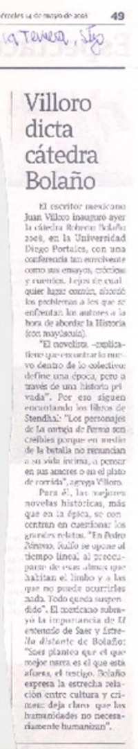 Villoro dicta cátedra Bolaño