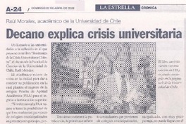 Decano explica crisis universitaria