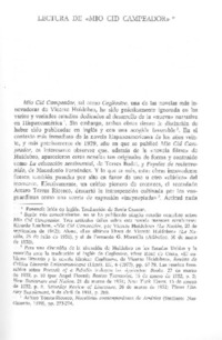 Lectura de "Mío Cid Campeador"