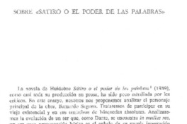 Sobre "Sátiro o el poder de las palabras"