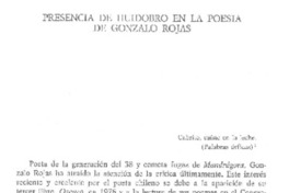 Presencia de Huidobro en la poesía de Gonzalo Rojas