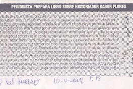 Periodista prepara libro sobre historiador Kabur Flores