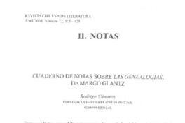 Cuadernos de notas sobre Las Genealogías de Margo Glantz