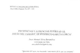 Presencias y ausencias sufíes en el Diván de Tamarit, de Federico García Lorca