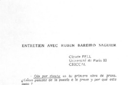 Entretien avec Rubén Bareiro Saguier (entrevista)