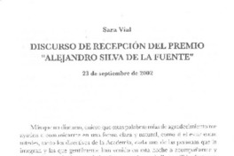 Discurso de recepción del Premio "Alejandro Silva de la Fuente"