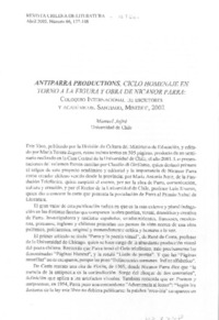 Antiparra productions, ciclo homenaje en torno a la figura y obra de Nicanor Parra