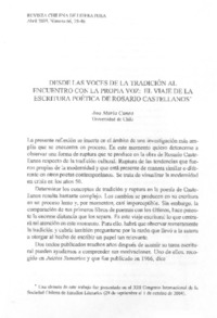 Desde las voces de la tradición al encuentro con la propia voz: el viaje de la escritura poética de Rosario Castellanos