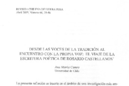 Desde las voces de la tradición al encuentro con la propia voz: el viaje de la escritura poética de Rosario Castellanos