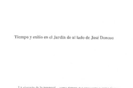Tiempo y exilio en el Jardín de al lado de José Donoso