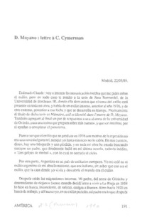 D. Moyano: lettre a C. Cymerman
