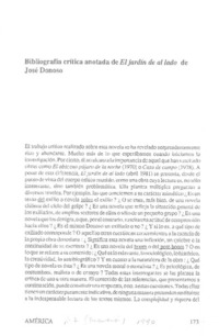 Bibliografía crítica anotada de El Jardín de al lado de José Donoso