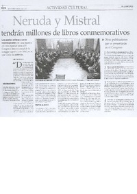 Neruda y Mistral tendrán millones de libros conmemorativos