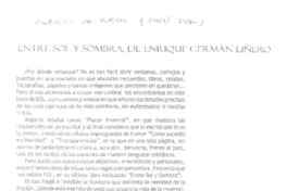 Entre sol y sombra, de Enrique Germán Liñero