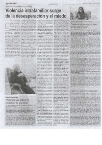 Violencia intrafamiliar surge de la desesperación y el miedo (entrevista)