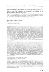 De la nostalgia del "Bello barrio" a la "Despedida de barrio hip hop"
