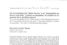 De la nostalgia del "Bello barrio" a la "Despedida de barrio hip hop"