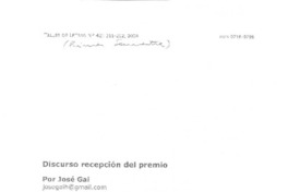Discursos de recepción del premio