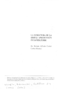 La estructura de la simple aprehensión en Xavier Zubiri