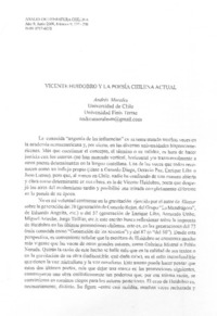 Vicente Huidobro y la poesía chilena actual