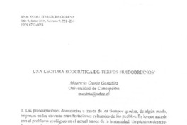 Una lectura ecocrítica de textos huidobrianos