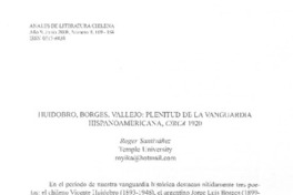 Huidobro, Borges, Vallejo: plenitud de la vanguardia hispanoamericana, Circa 1920