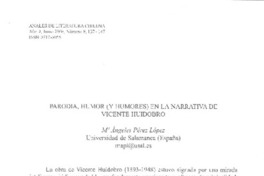Parodia, humor (y humores) en la narrativa de Vicente huidobro