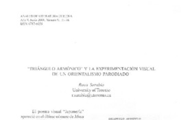 "Triángulo armónico" y la experimentación visual de un orientalismo parodiado