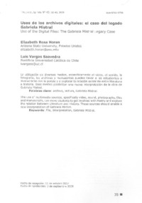 Usos de los archivos digitales: el caso del legado de Gabriela Mistral