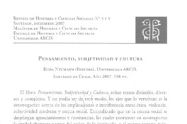 Pensamiento, subjetividad y cultura