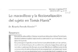 Lo maravilloso y la ficcionalización del sujeto en Tomás Harris