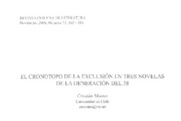 El cronotopo de la exclusión en tres novelas de la generación del 38
