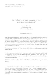 La Crónica de Jerónimo de Vivar y el sujeto colonial
