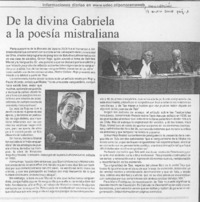 De la divina Gabriela a la poesia mistralina