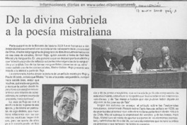 De la divina Gabriela a la poesia mistralina