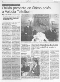 Chillán presente en último adiós a Volodia Teitelboim