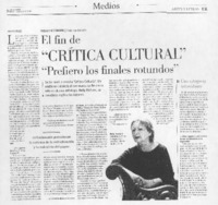 El fin de "Crítica cultural": "prefiero los finales rotundos" (entrevista)