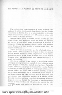 En torno a la poética de Antonio Machado