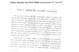 Vida y poesía en Antonio Machado
