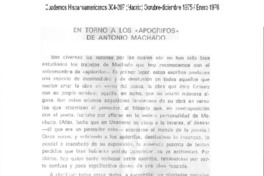 En torno a los "apócrifos" de Antonio Machado