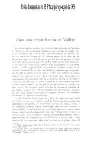 Para una mejor lectura de Vallejo