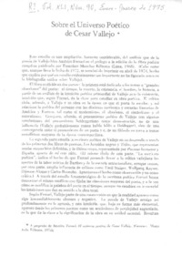 Sobre el universo poético de César vallejo